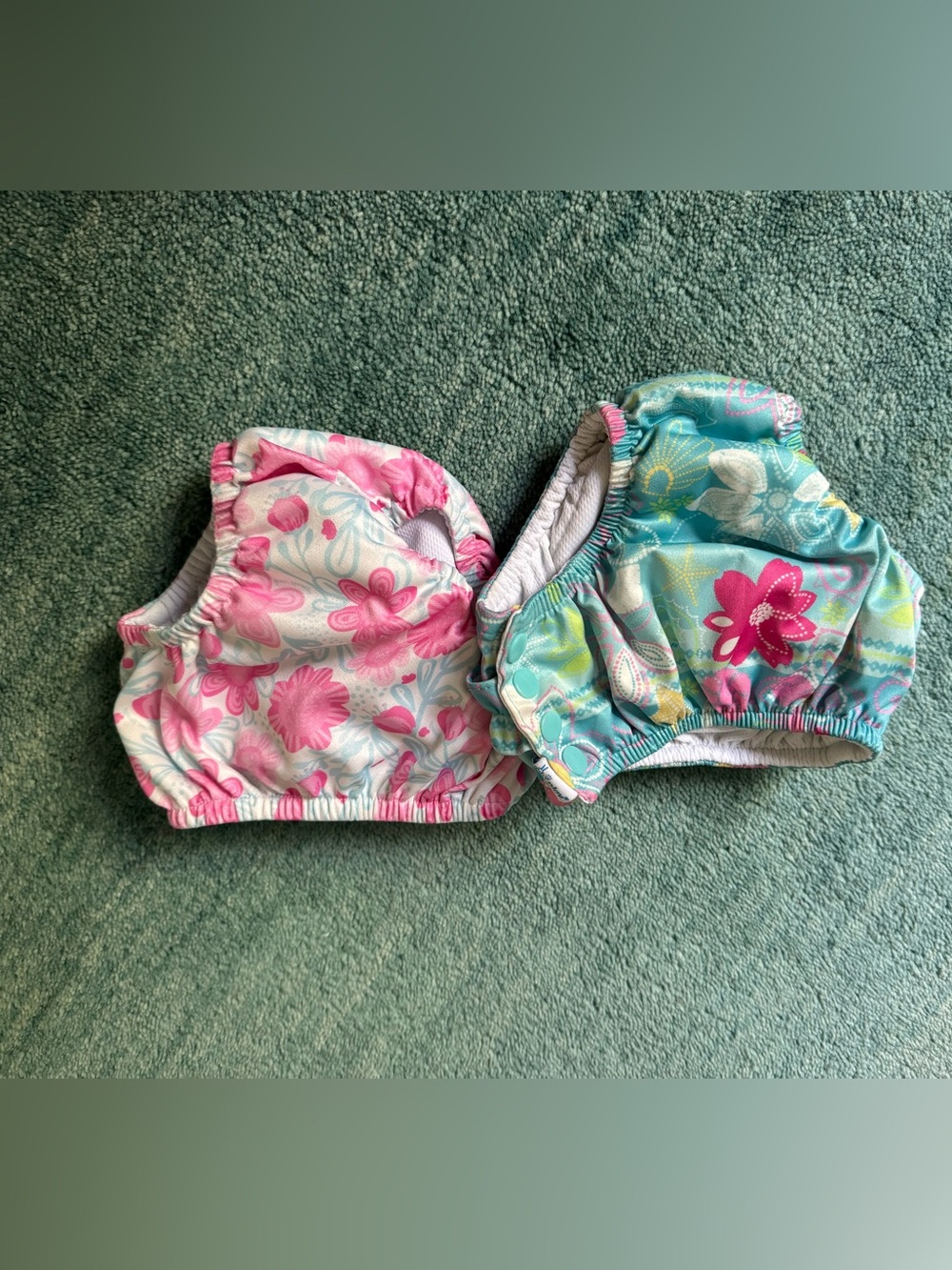 Green Sprouts Kids Floral Reusable Swim Diaper Covers - Pink & Teal 18 month
